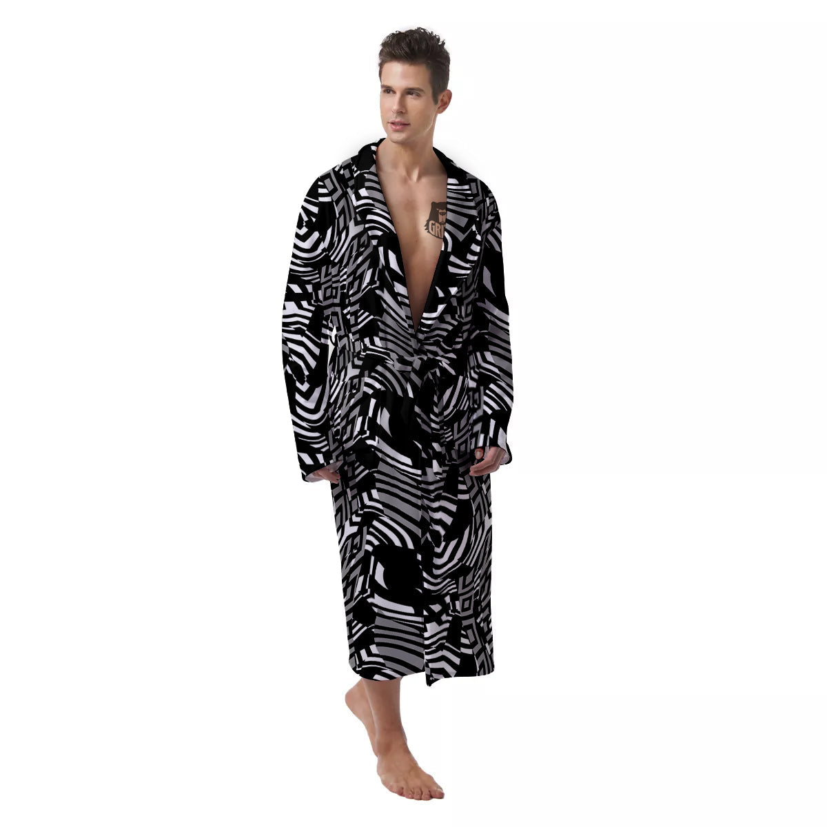 Dazzle Abstract Print Pattern Men's Robe-grizzshop