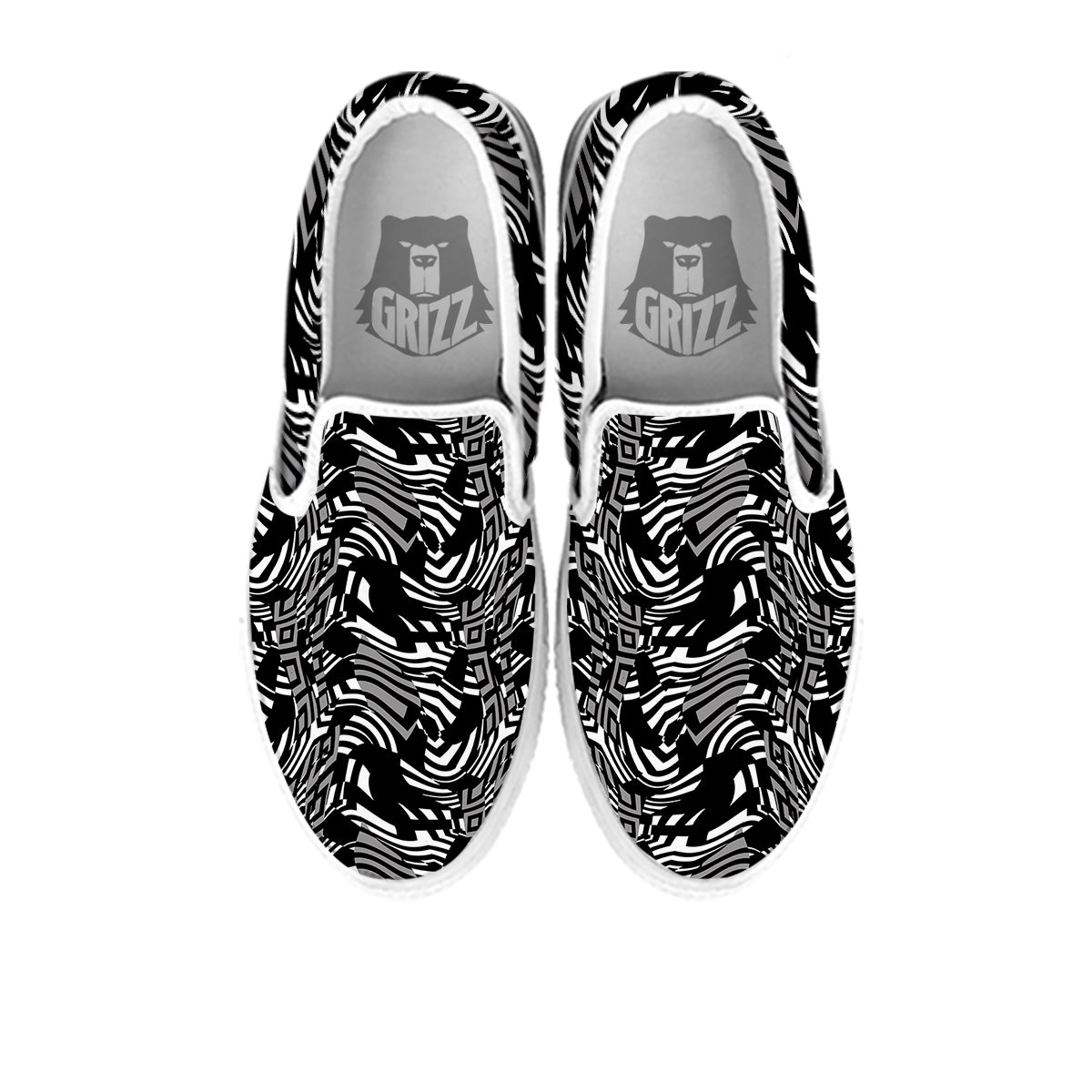 Dazzle Abstract Print Pattern White Slip On Shoes-grizzshop