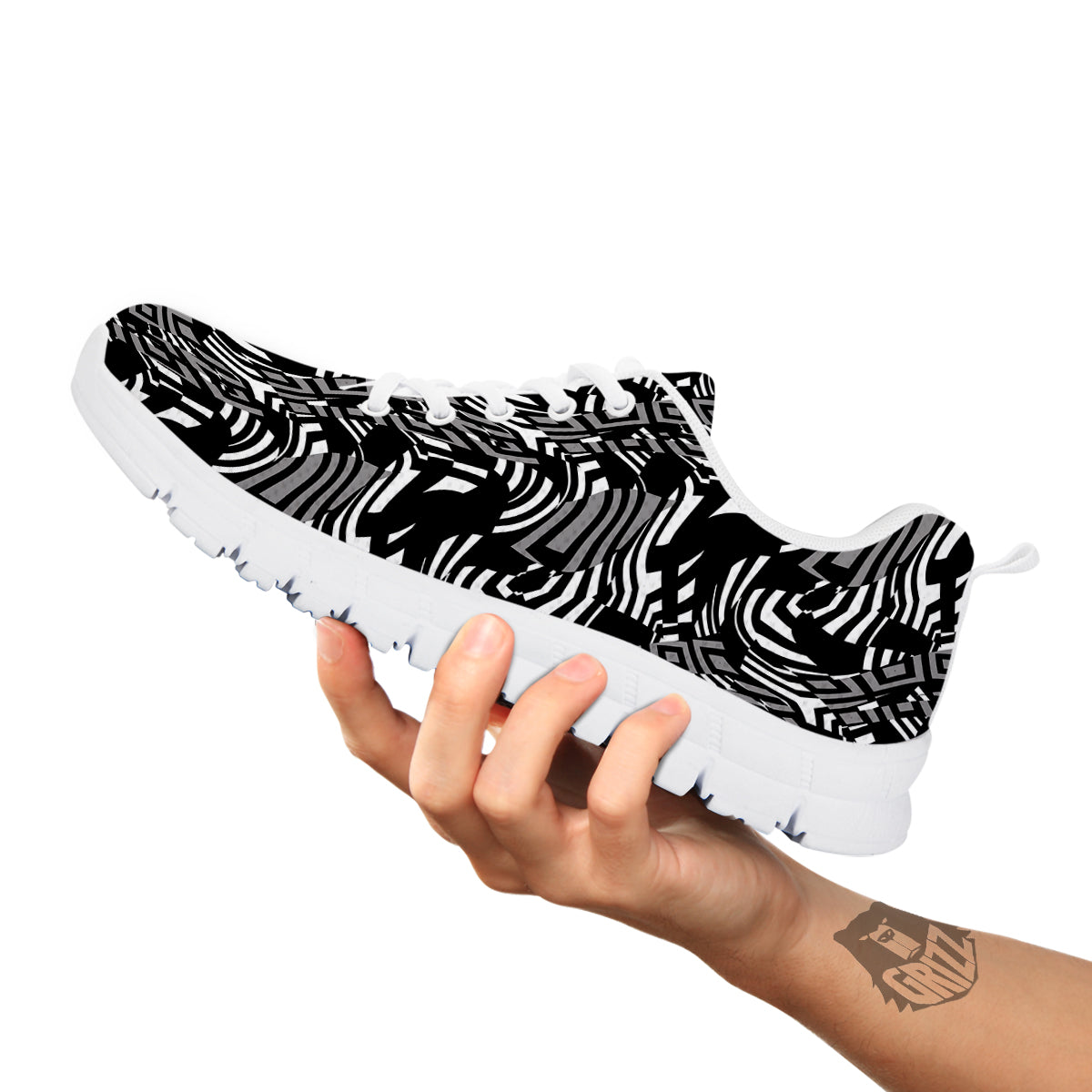 Dazzle Abstract Print Pattern White Sneaker-grizzshop