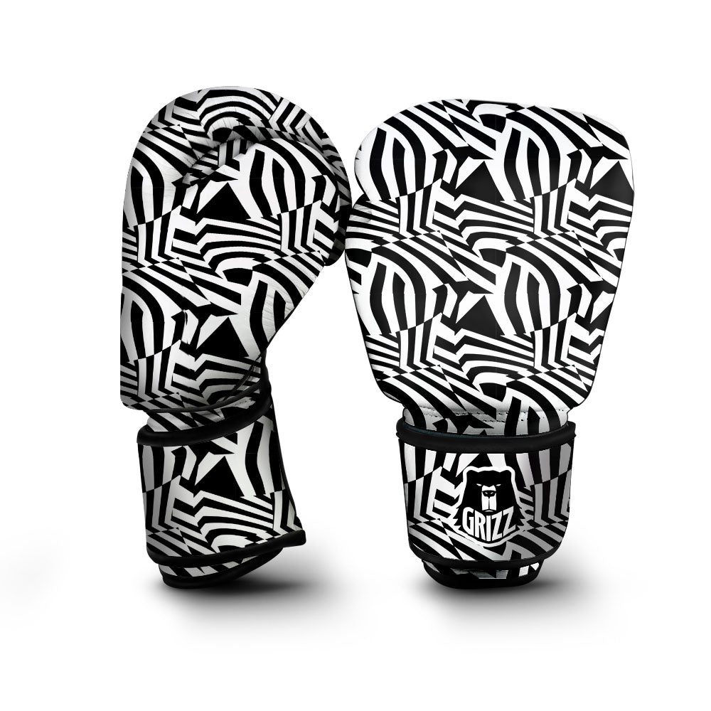 Dazzle White And Black Print Pattern Boxing Gloves-grizzshop
