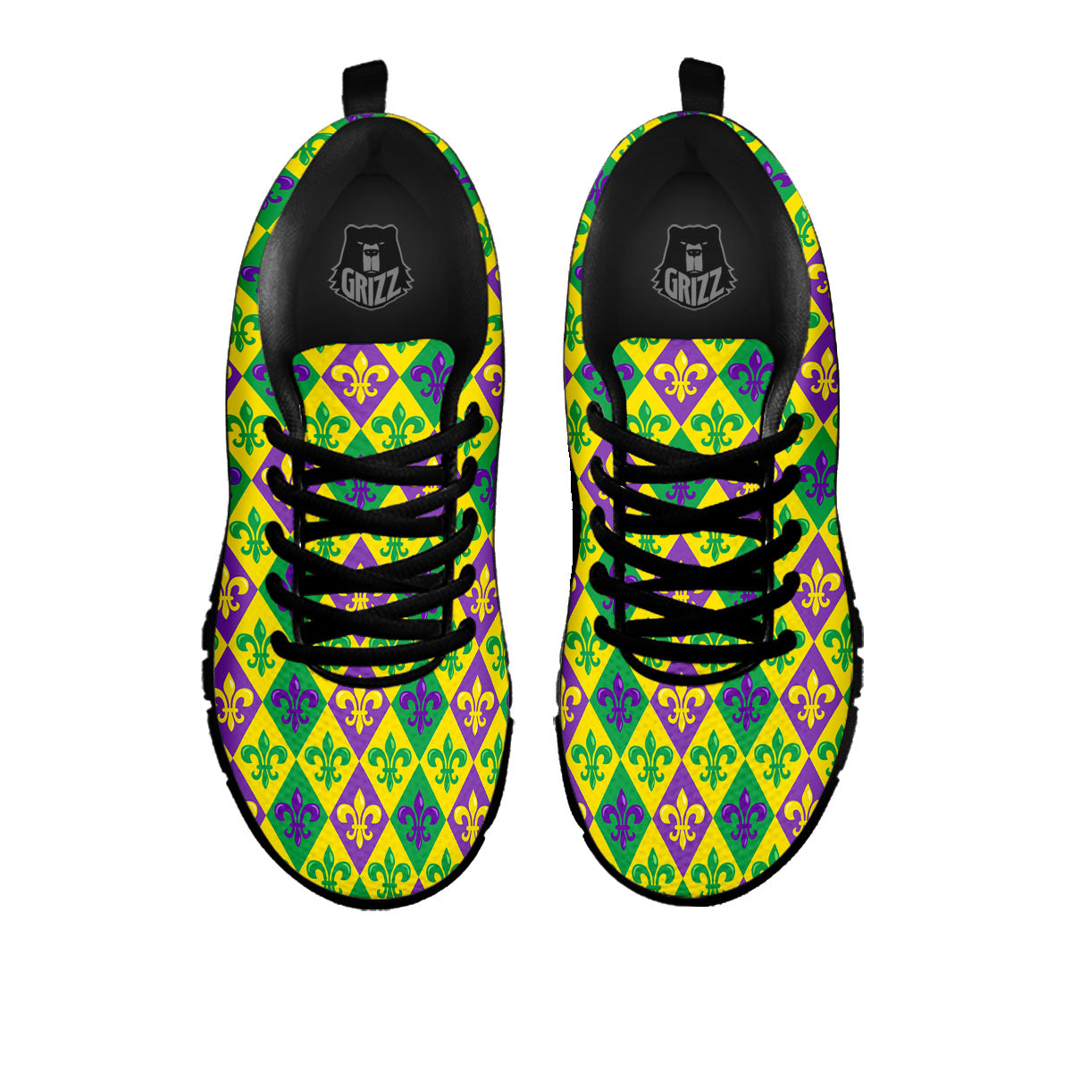 De Lis Mardi Gras Print Pattern Black Sneaker-grizzshop