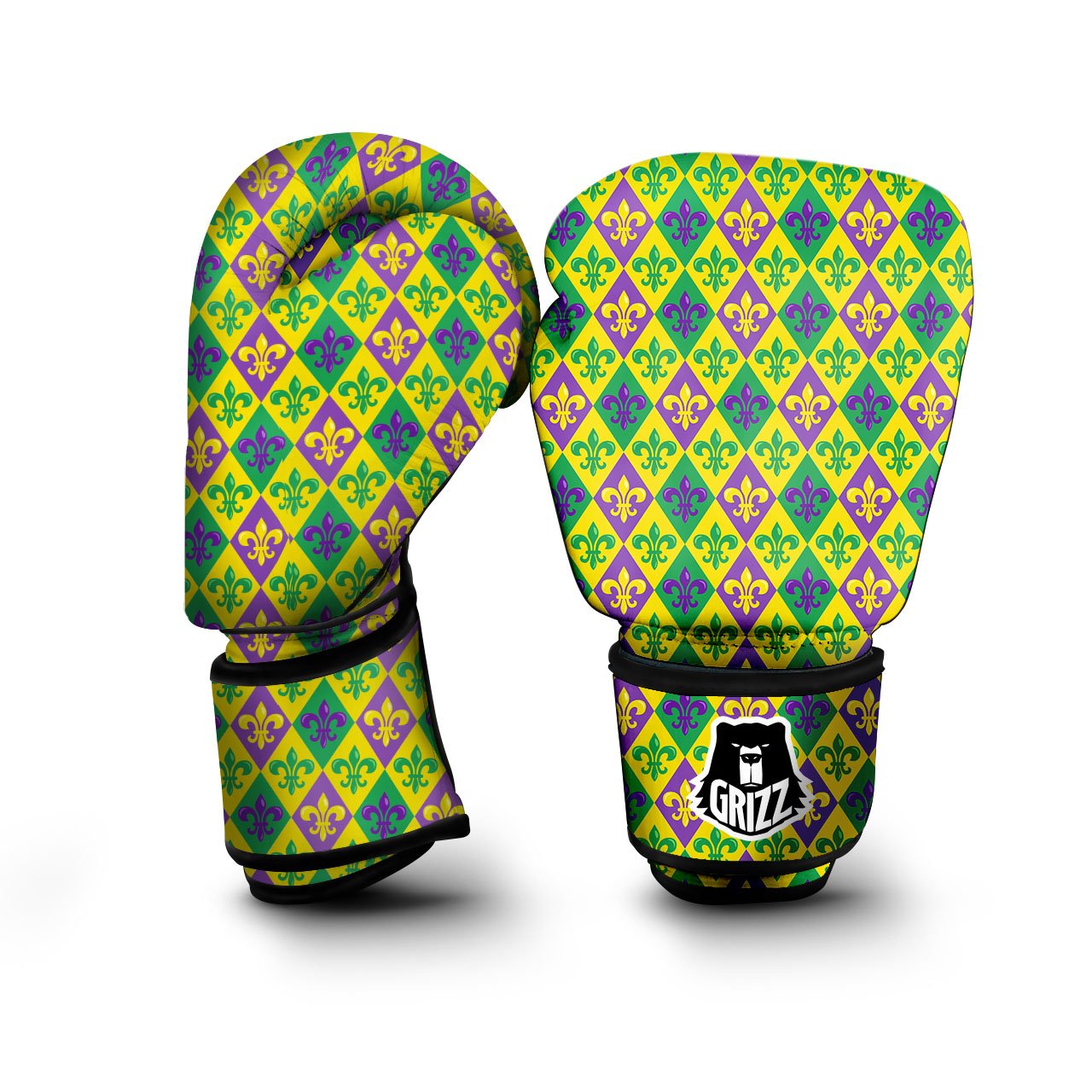 De Lis Mardi Gras Print Pattern Boxing Gloves-grizzshop