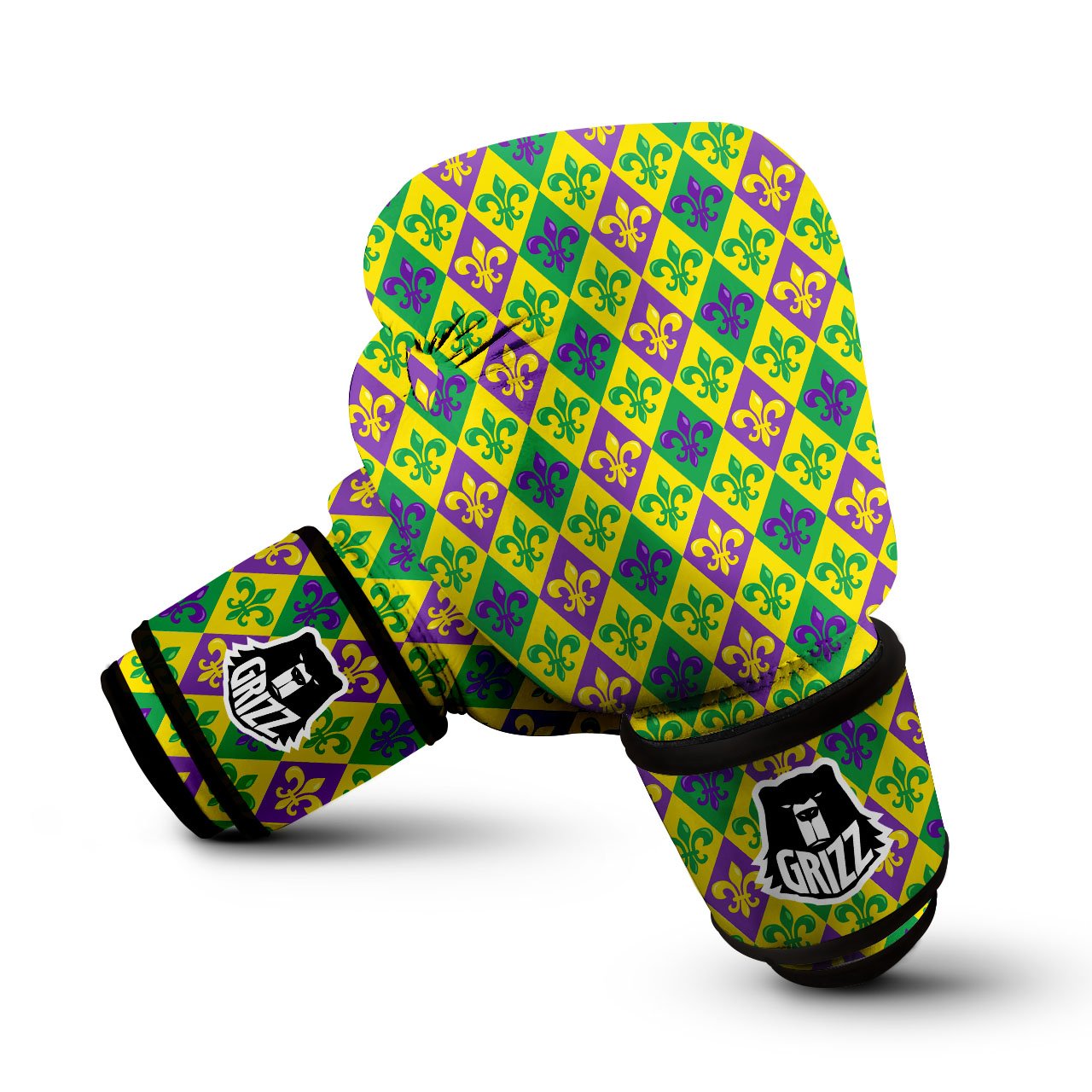 De Lis Mardi Gras Print Pattern Boxing Gloves-grizzshop