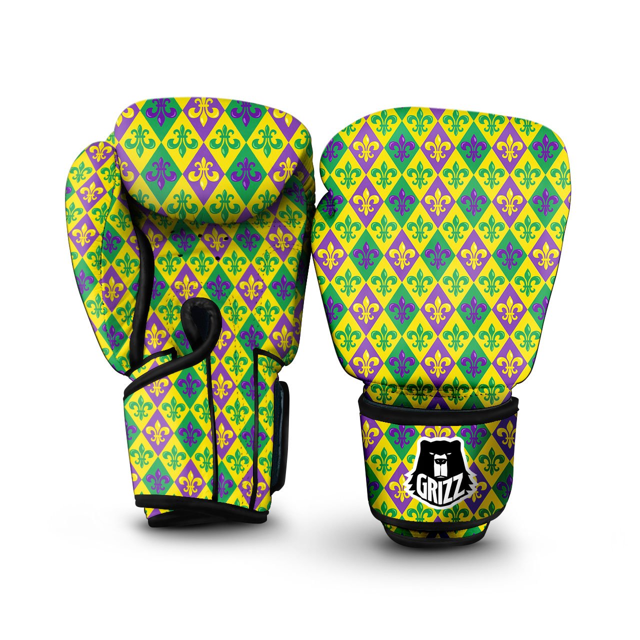 De Lis Mardi Gras Print Pattern Boxing Gloves-grizzshop