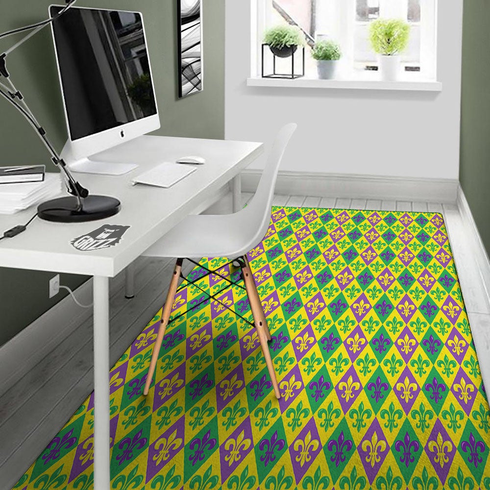 De Lis Mardi Gras Print Pattern Floor Mat-grizzshop