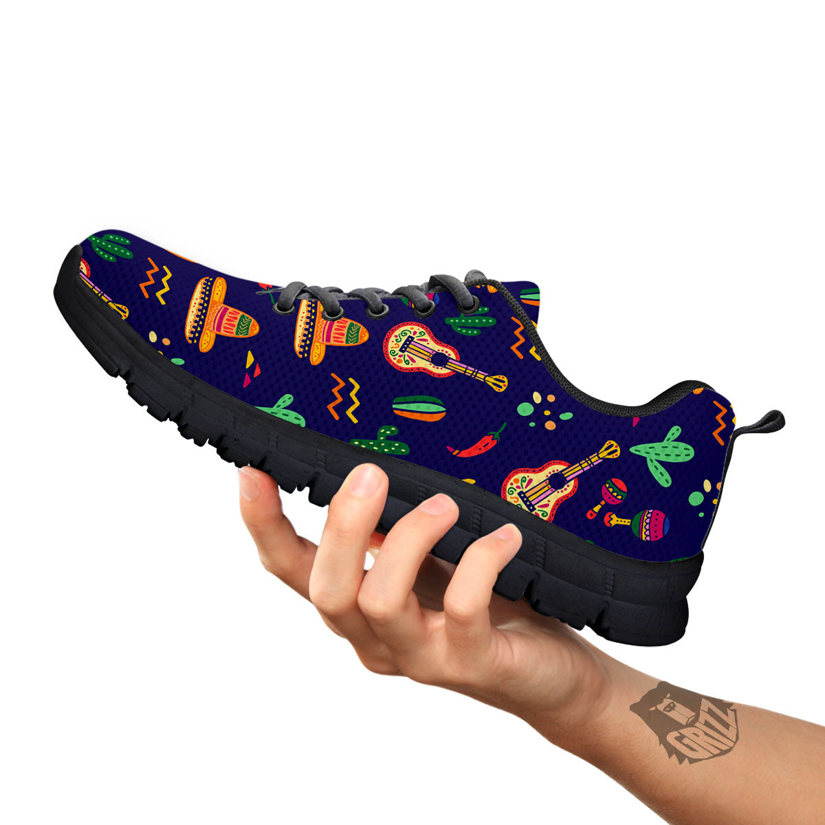 De Mayo Mexico Cinco Print Pattern Black Sneaker-grizzshop