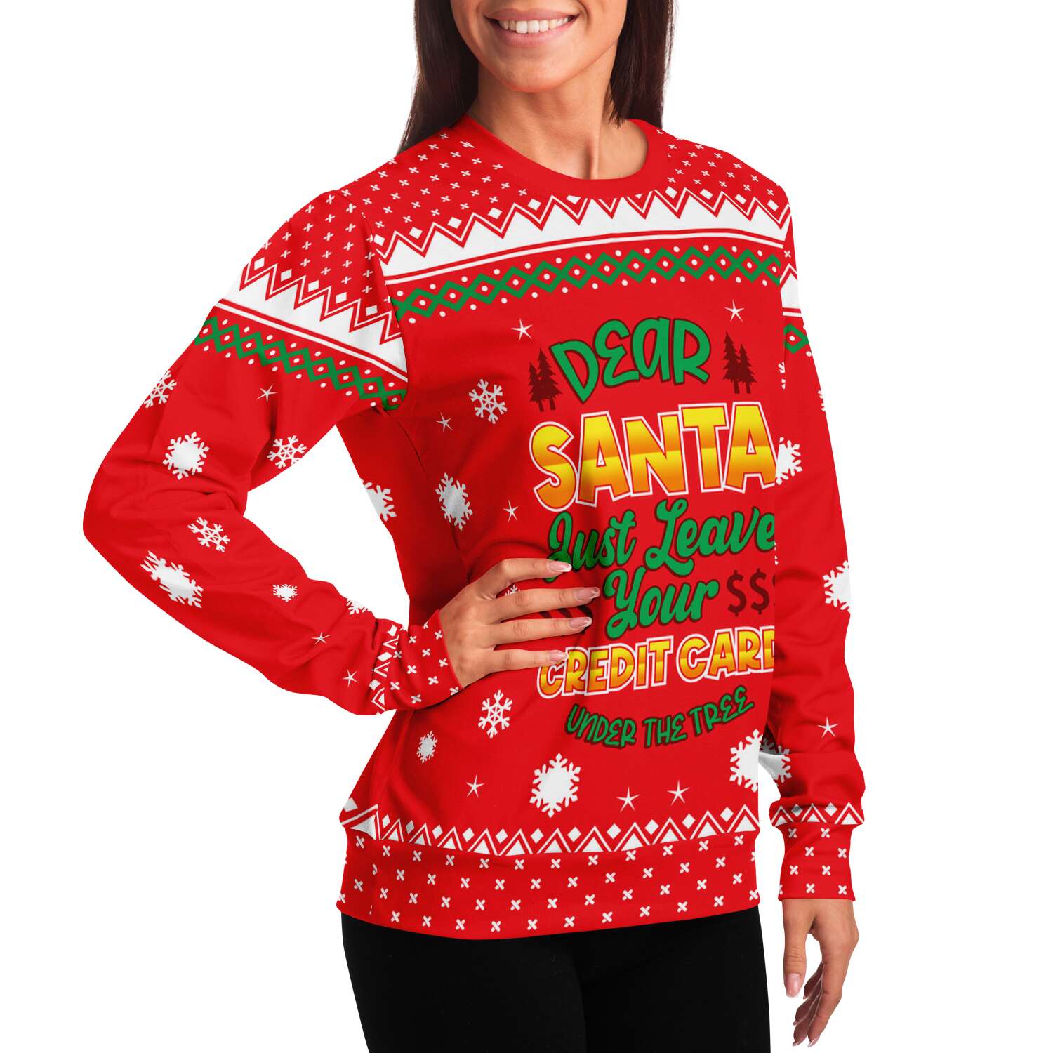 Dear Santa Just Leave Your Credit Card Under The Tree Ugly Christmas Sweater-grizzshop