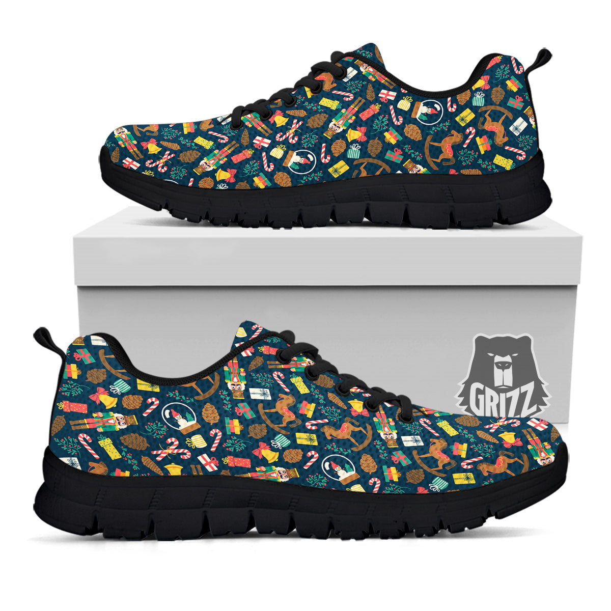Decorations Christmas Print Pattern Black Sneaker-grizzshop