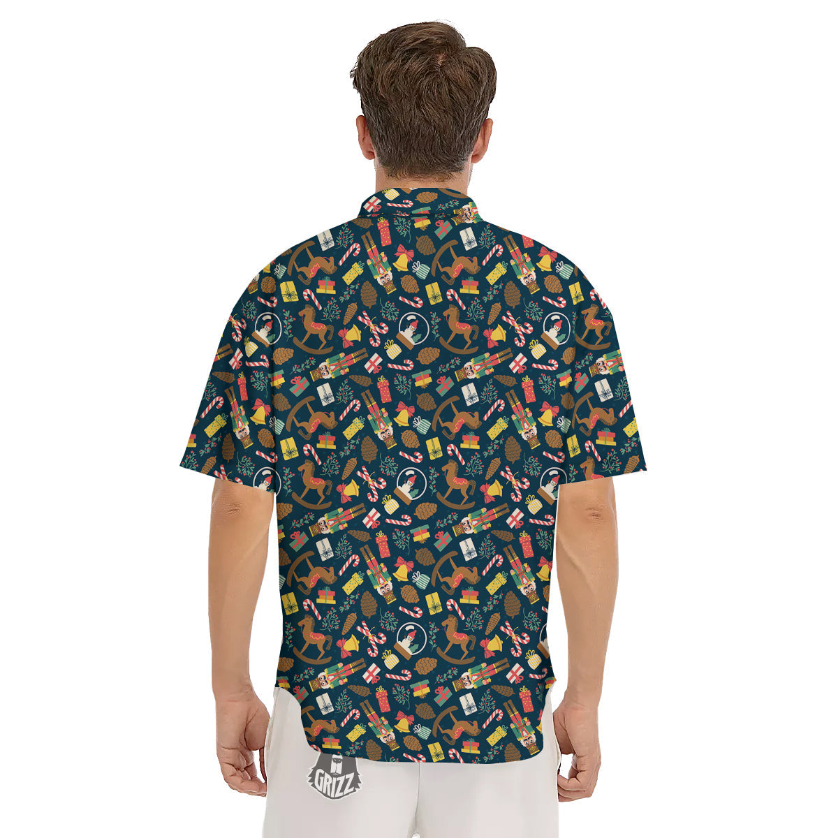 Decorations Christmas Print Pattern Men's Short Sleeve Shirts-grizzshop