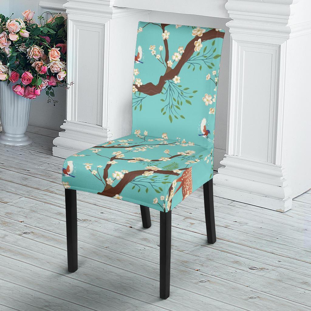 Deer Blossom Tree Pattern Print Chair Cover-grizzshop