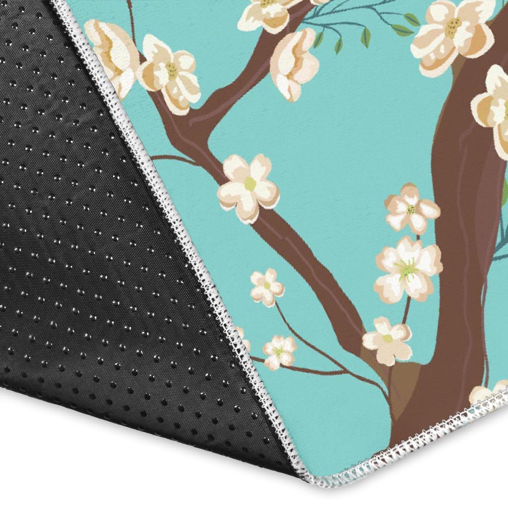 Deer Blossom Tree Pattern Print Floor Mat-grizzshop