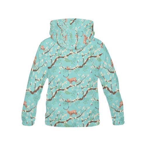 Deer Blossom Tree Pattern Print Men Pullover Hoodie-grizzshop