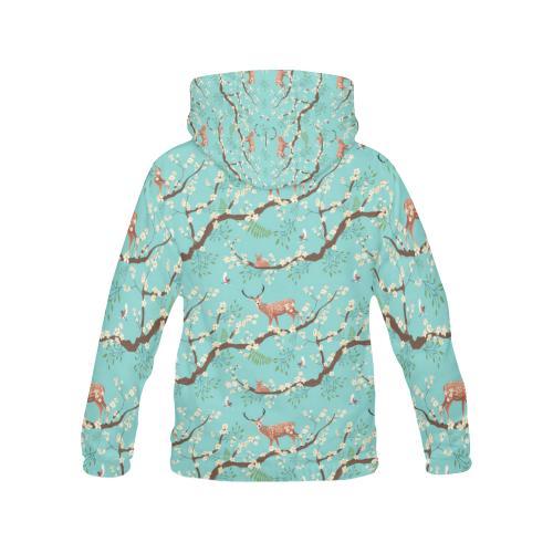 Deer Blossom Tree Pattern Print Women Pullover Hoodie-grizzshop