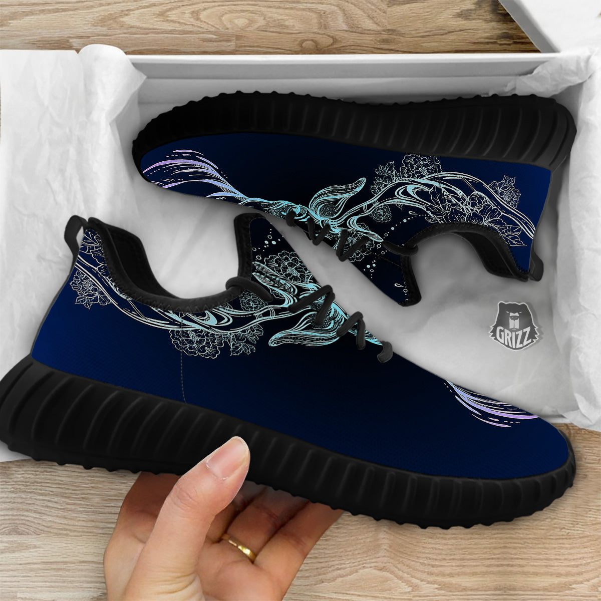 Deer Bohemian Spiritual Print Black Walking Shoes-grizzshop