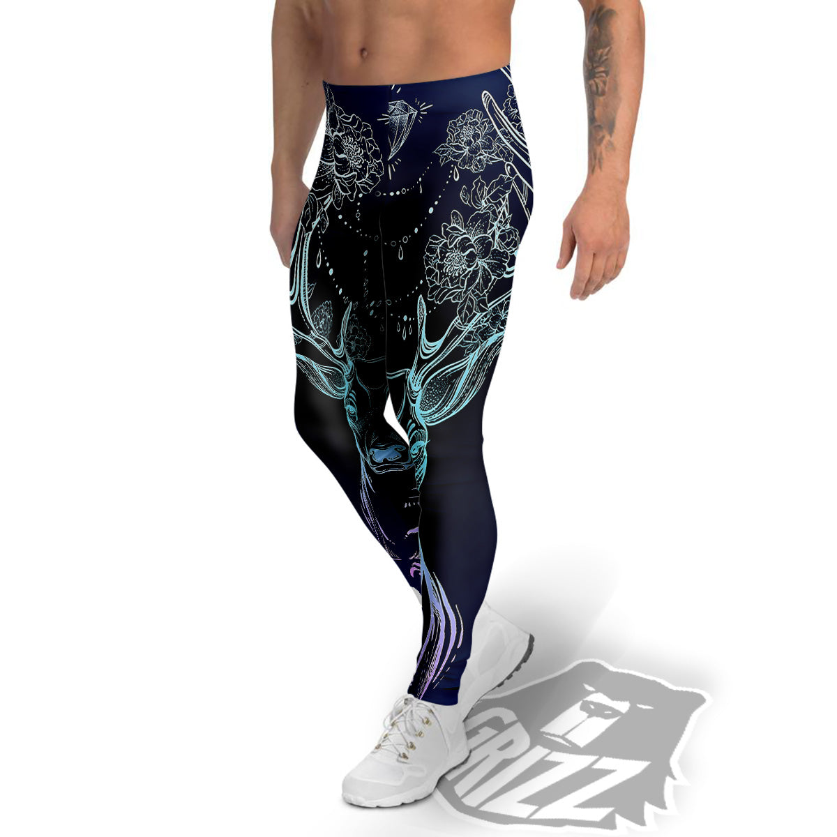 Deer Bohemian Spiritual Print Men's Leggings-grizzshop