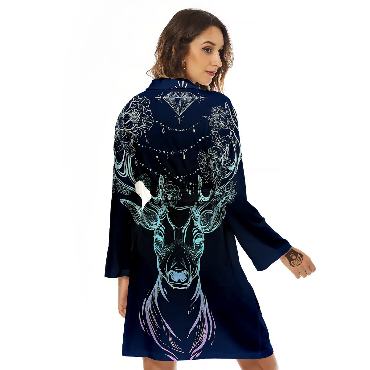 Deer Bohemian Spiritual Print Women's Robe-grizzshop