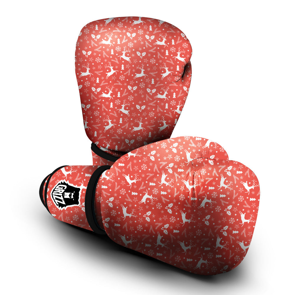 Deer Christmas Print Pattern Boxing Gloves-grizzshop