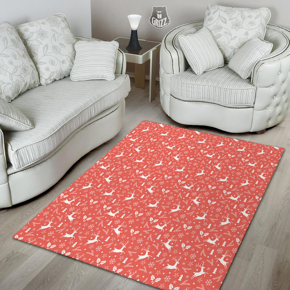Deer Christmas Print Pattern Floor Mat-grizzshop