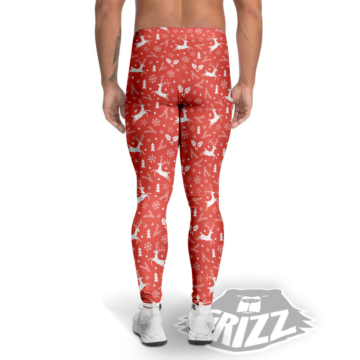 Deer Christmas Print Pattern Men's Leggings-grizzshop