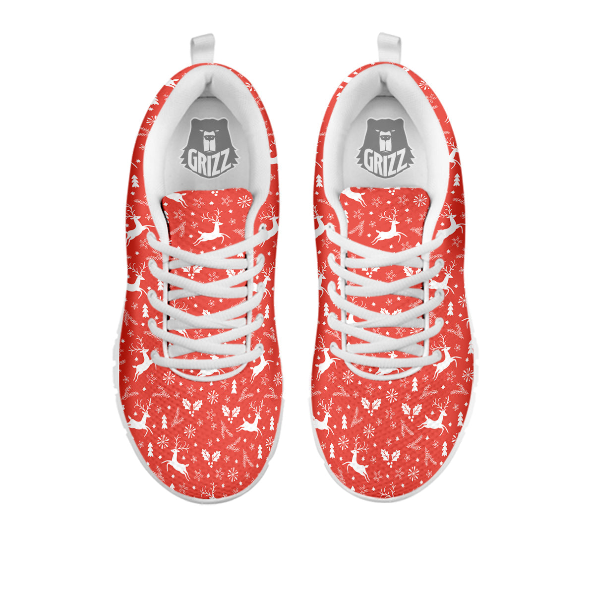 Deer Christmas Print Pattern White Sneaker-grizzshop