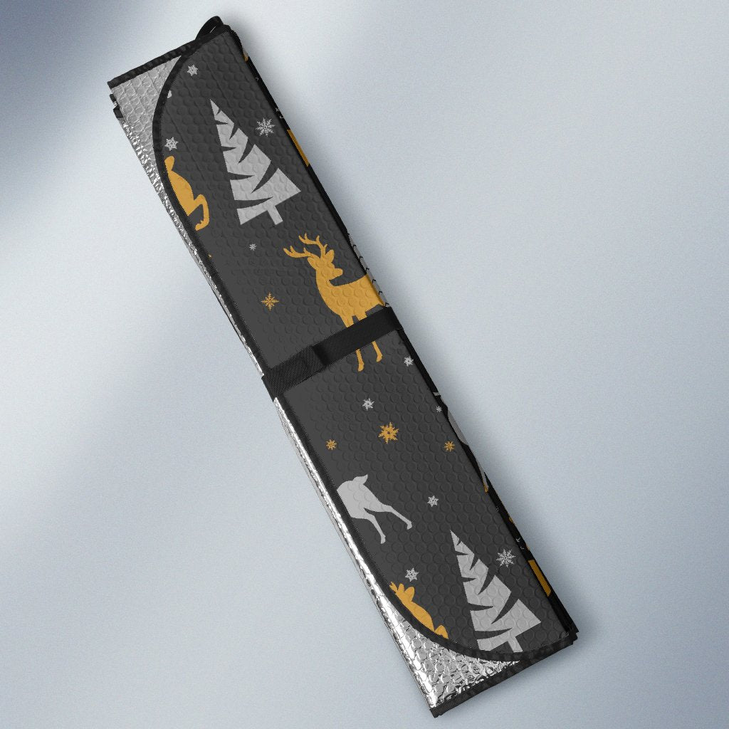 Deer Christmas Tree Pattern Print Car Sun Shade-grizzshop