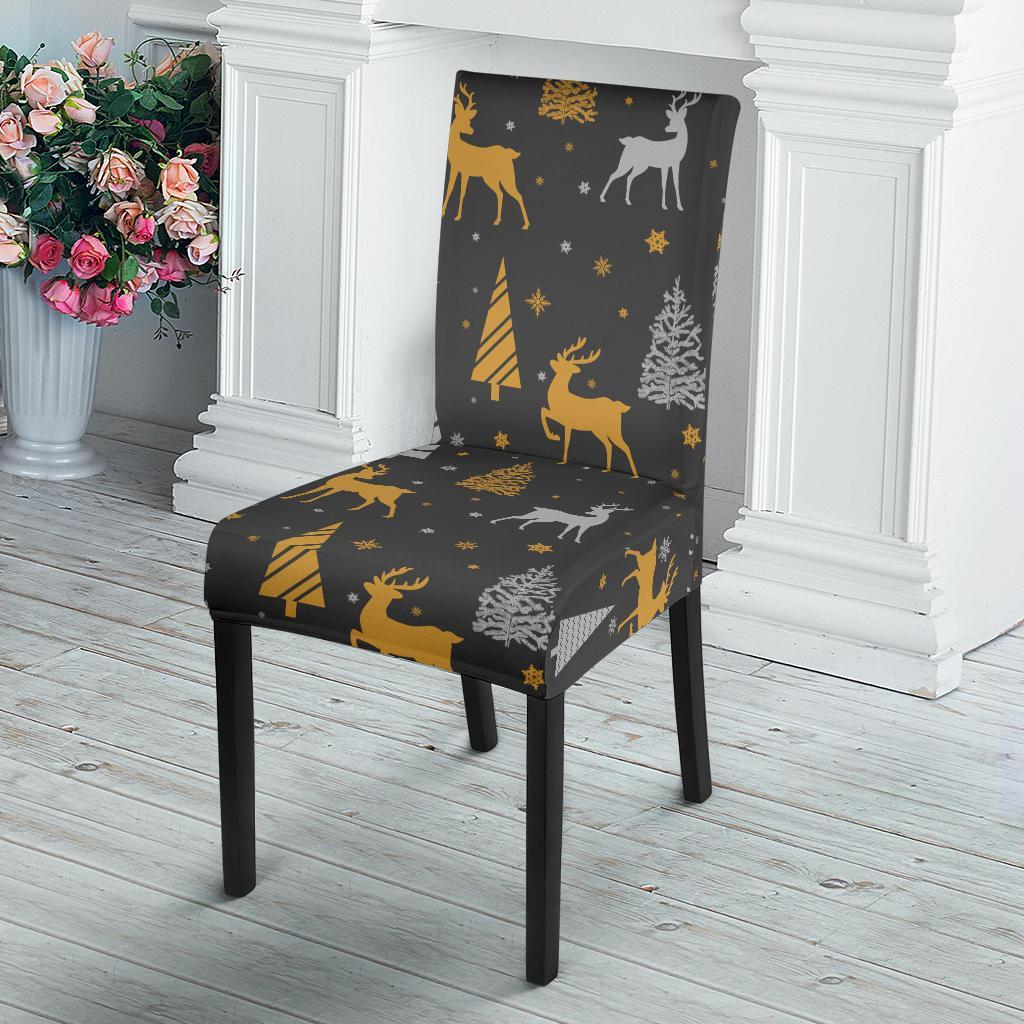 Deer Christmas Tree Pattern Print Chair Cover-grizzshop