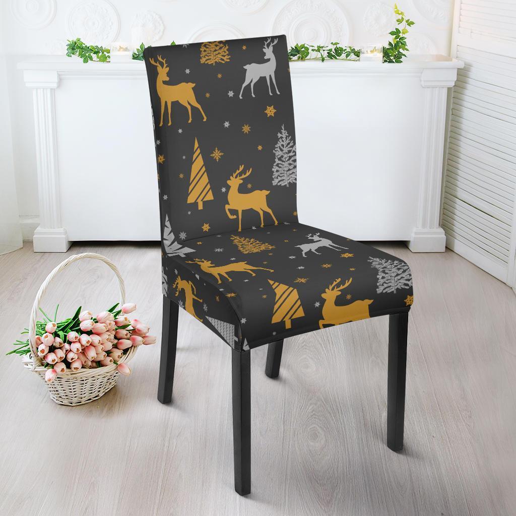 Deer Christmas Tree Pattern Print Chair Cover-grizzshop