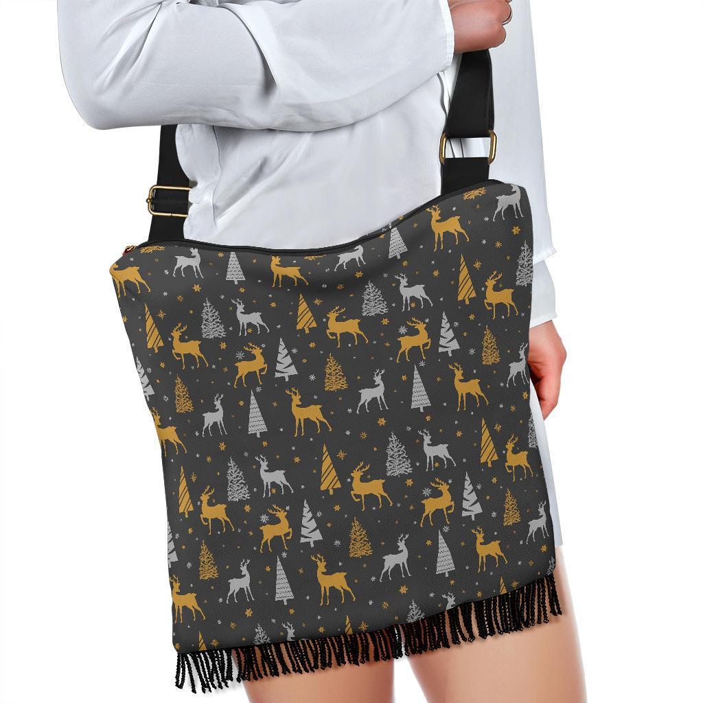 Deer Christmas Tree Pattern Print Crossbody Bags-grizzshop