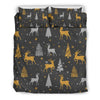 Deer Christmas Tree Pattern Print Duvet Cover Bedding Set-grizzshop