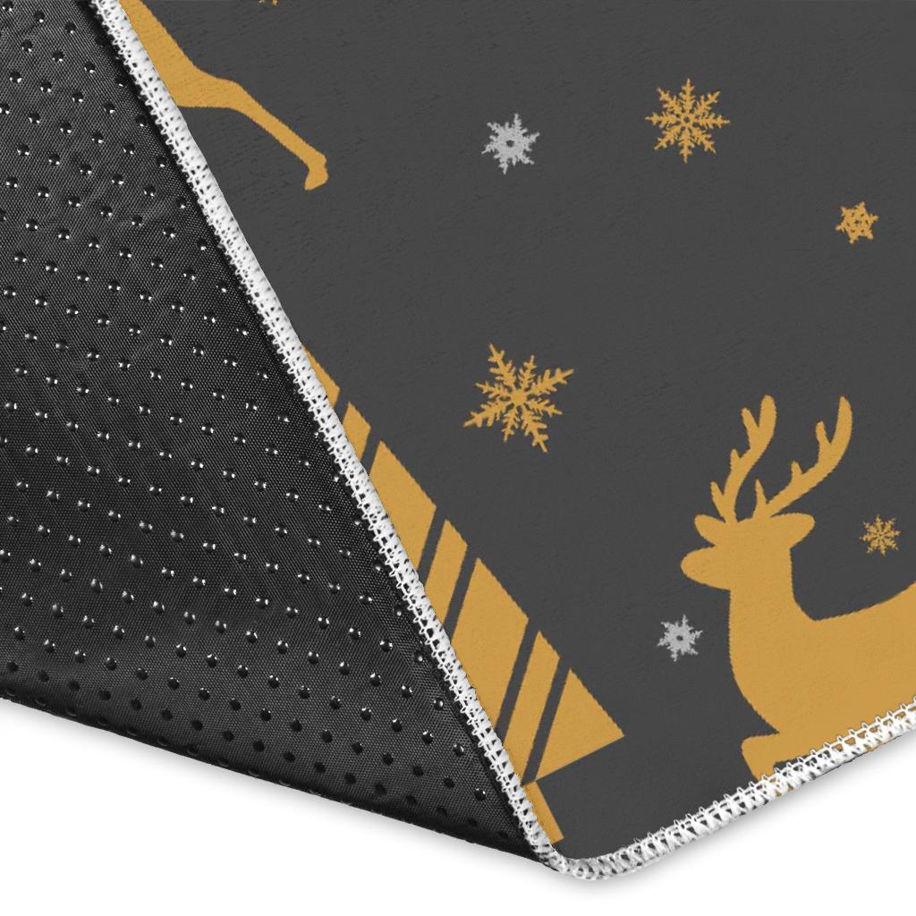 Deer Christmas Tree Pattern Print Floor Mat-grizzshop