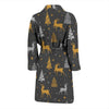 Deer Christmas Tree Pattern Print Men Long Robe-grizzshop