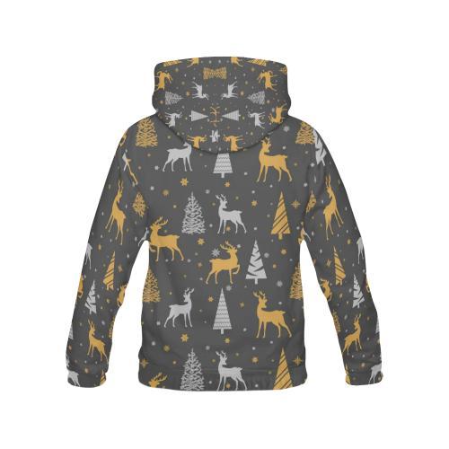 Deer Christmas Tree Pattern Print Men Pullover Hoodie-grizzshop