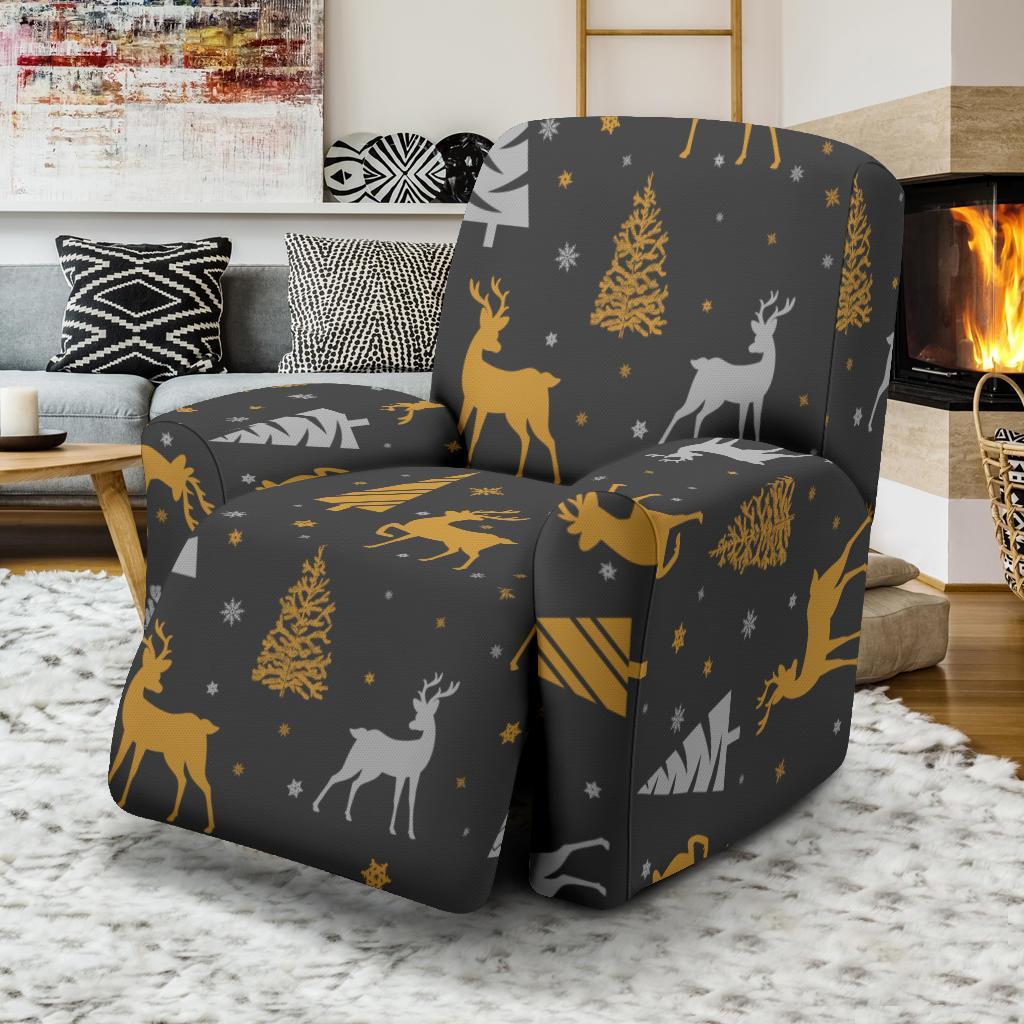 Deer Christmas Tree Pattern Print Recliner Cover-grizzshop