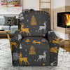 Deer Christmas Tree Pattern Print Recliner Cover-grizzshop