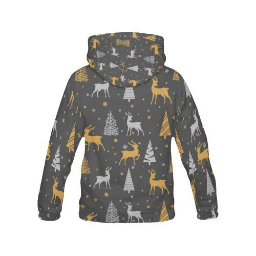 Deer Christmas Tree Pattern Print Women Pullover Hoodie-grizzshop