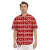 Deer Knitted Christmas Print Pattern Men's Short Sleeve Shirts-grizzshop