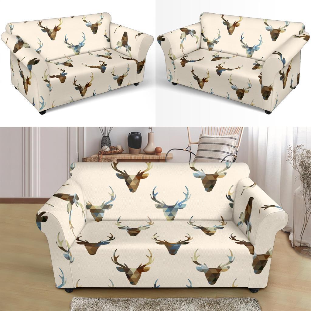 Deer Pattern Print Loveseat Cover-grizzshop