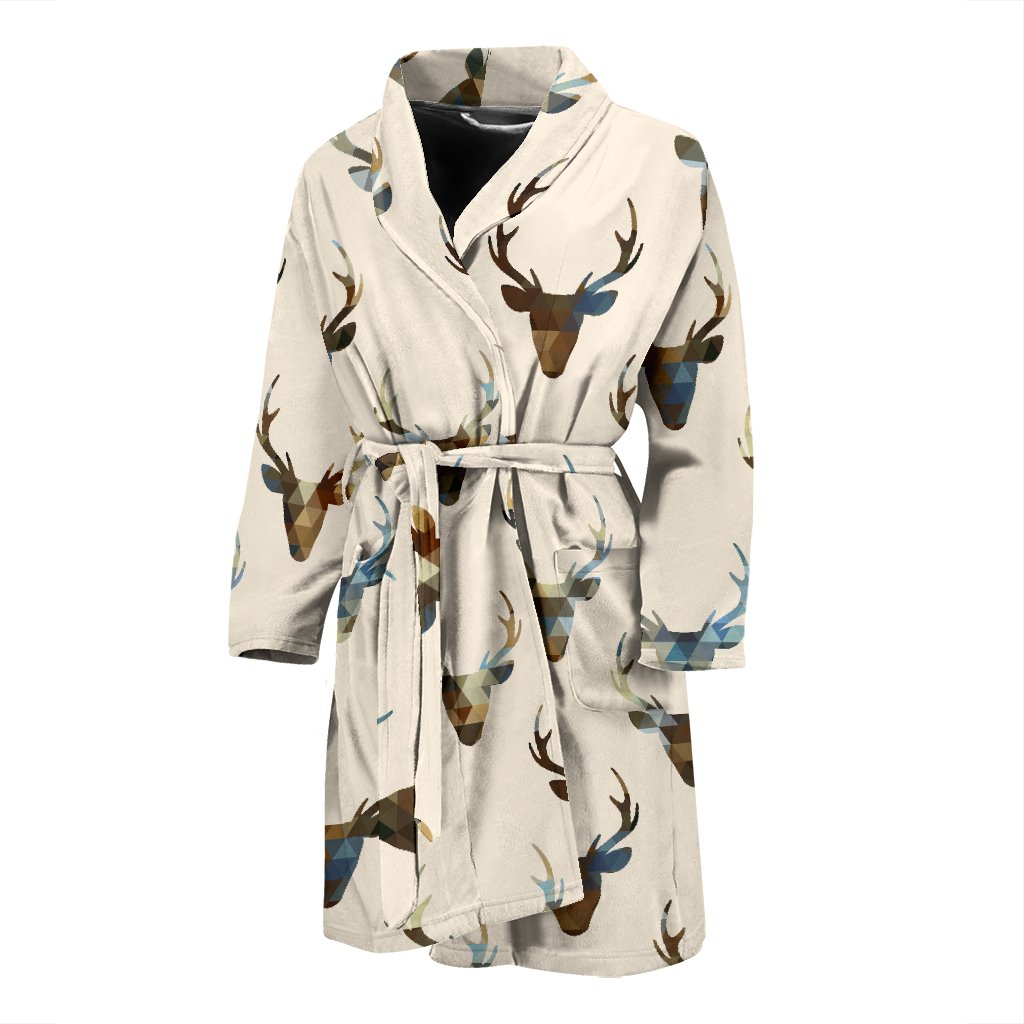 Deer Pattern Print Men Long Robe-grizzshop