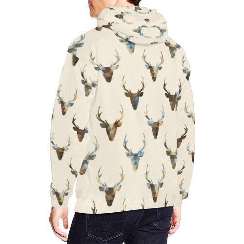 Deer Pattern Print Men Pullover Hoodie-grizzshop