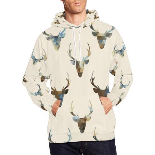 Deer Pattern Print Men Pullover Hoodie-grizzshop