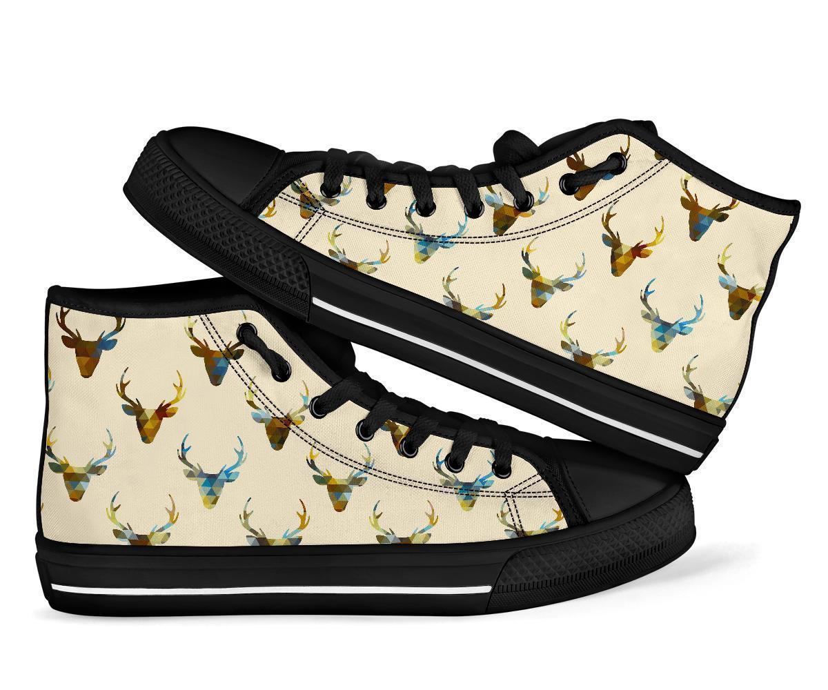 Deer Pattern Print Men Women's High Top Shoes-grizzshop