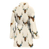 Deer Pattern Print Women Long Robe-grizzshop