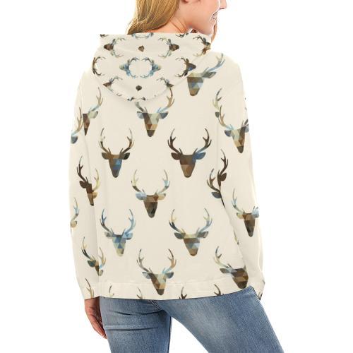 Deer Pattern Print Women Pullover Hoodie-grizzshop