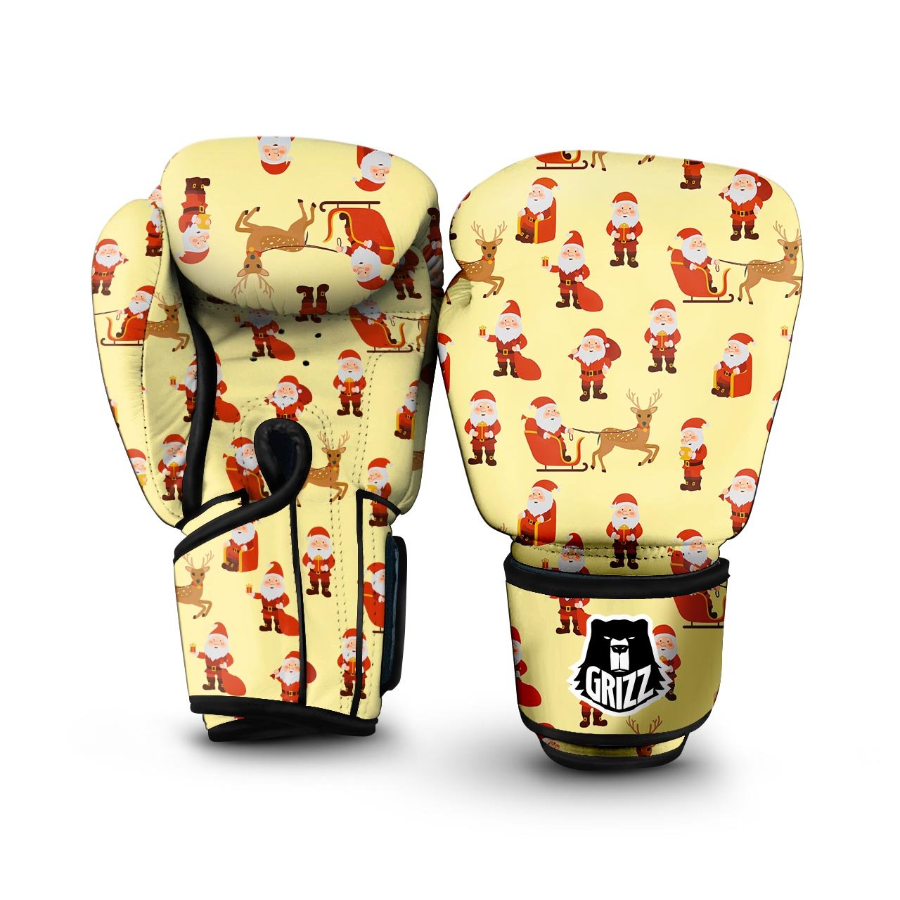Deer Santa Claus Print Pattern Boxing Gloves-grizzshop