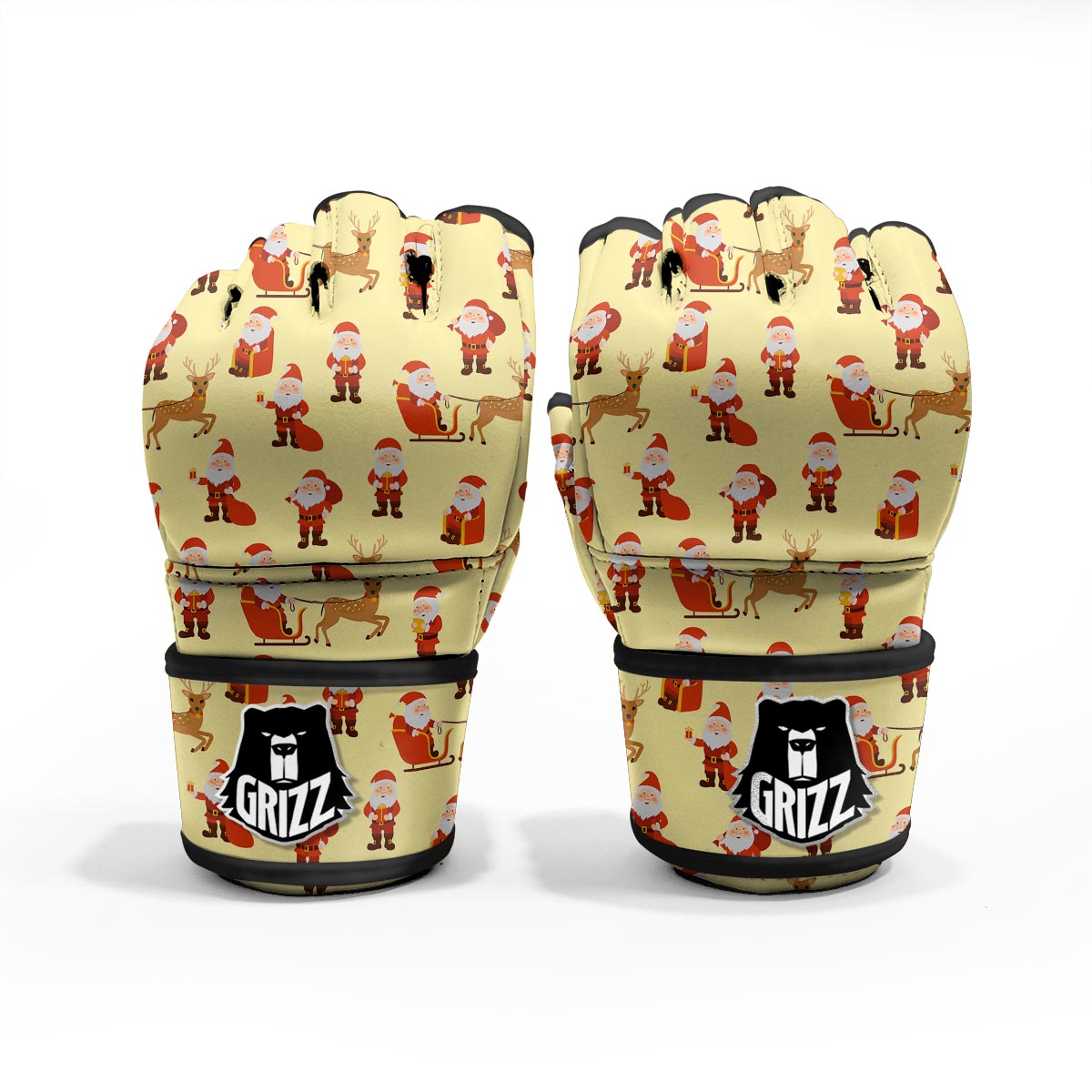 Deer Santa Claus Print Pattern MMA Gloves-grizzshop