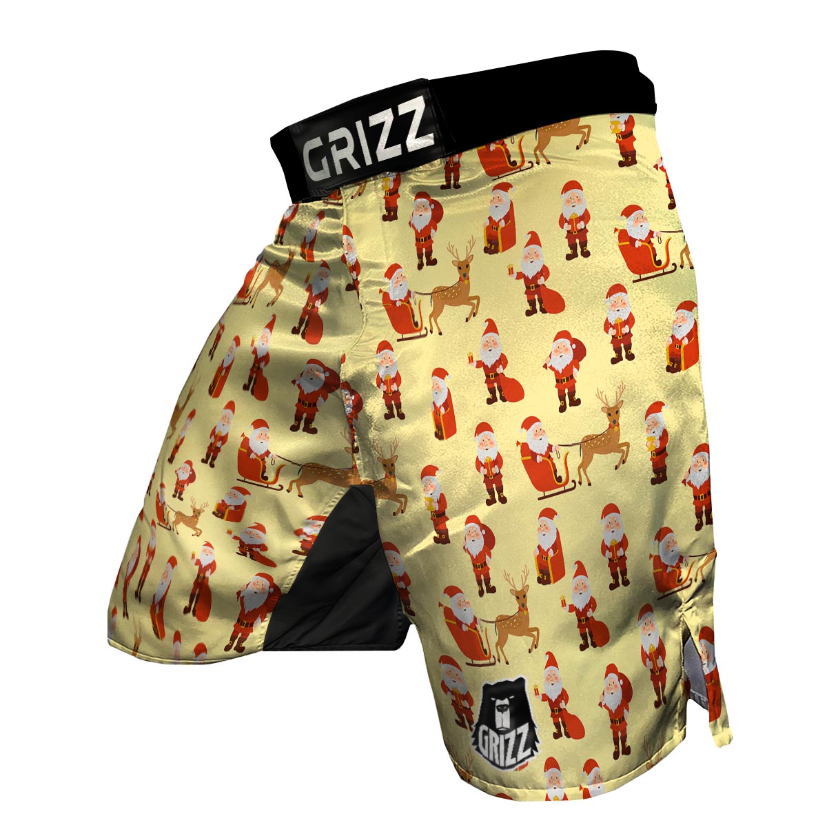 Deer Santa Claus Print Pattern MMA Shorts-grizzshop