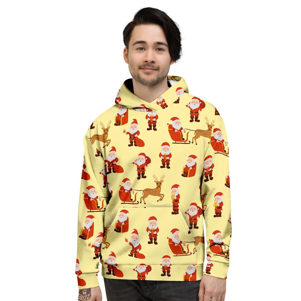 Deer Santa Claus Print Pattern Men's Hoodie-grizzshop