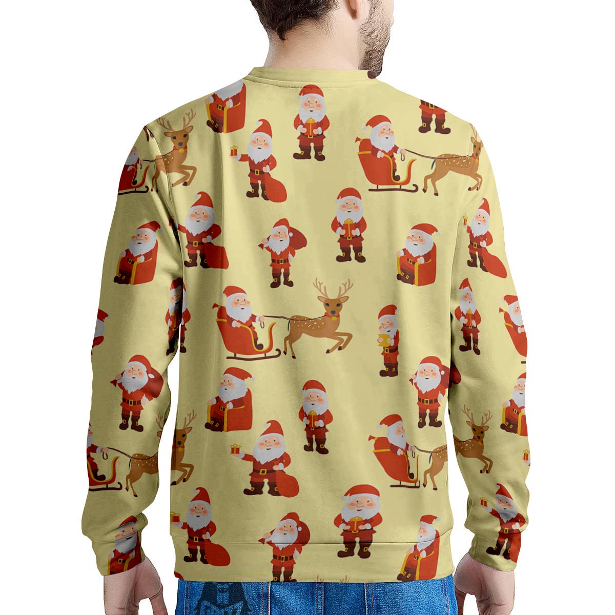 Deer Santa Claus Print Pattern Men's Sweatshirt-grizzshop