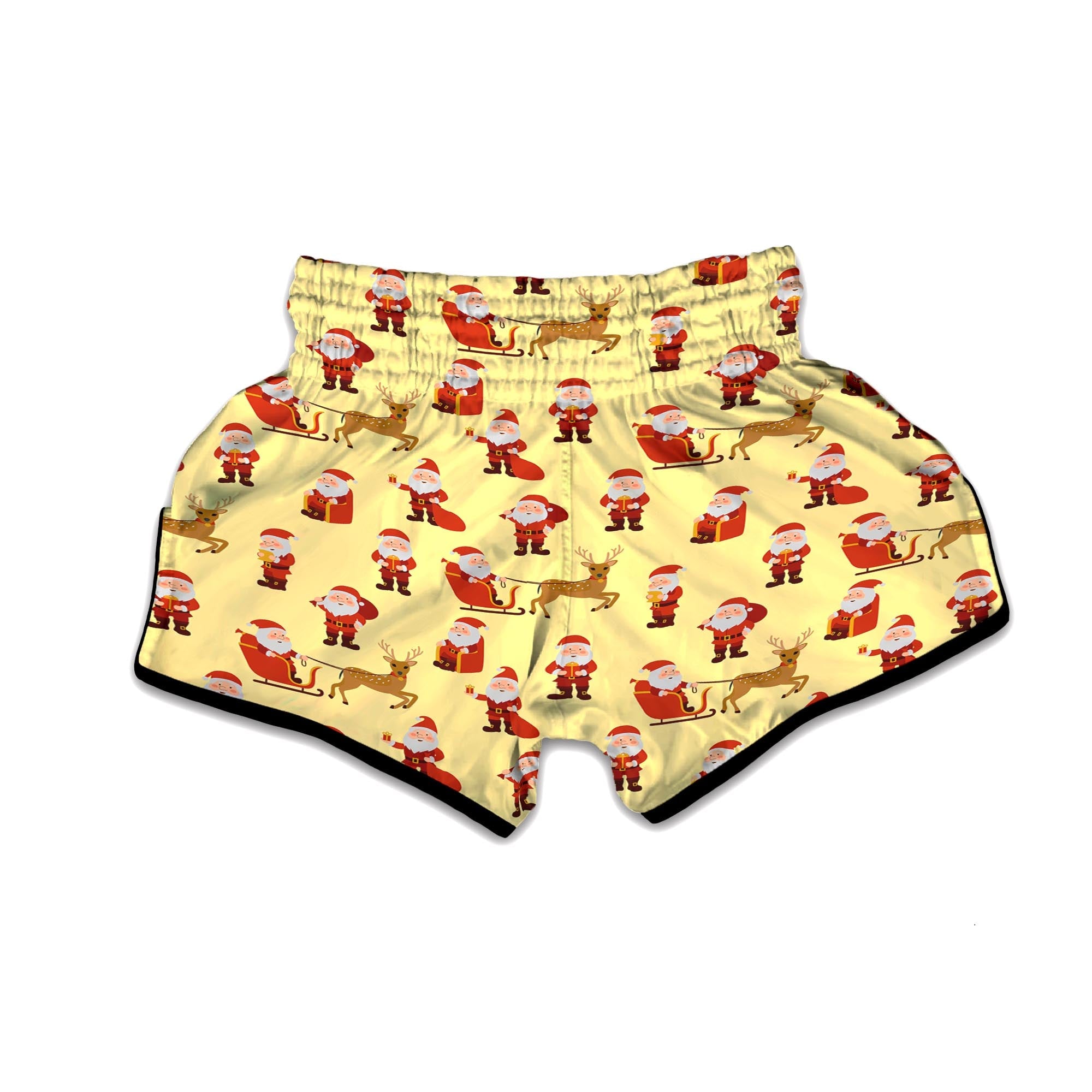 Deer Santa Claus Print Pattern Muay Thai Boxing Shorts-grizzshop