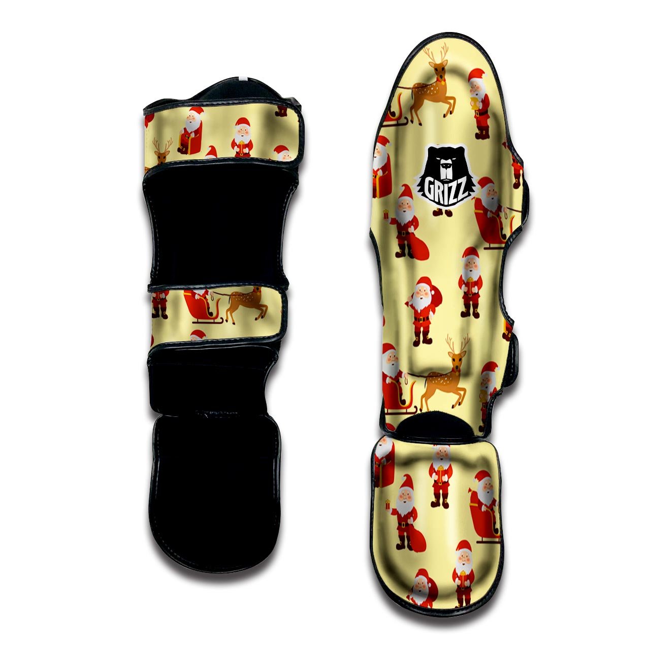 Deer Santa Claus Print Pattern Muay Thai Shin Guards-grizzshop